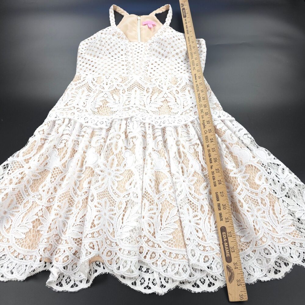 LILLY PULITZER Adella Engineered Exotic Lace Mini Dress Resort White Coquette 4 - Picture 5 of 14